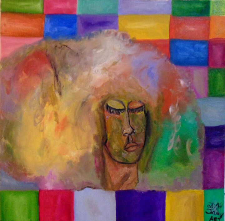 Painting titled "Diversidade" by Jally, Original Artwork, Oil Mounted on Wood Stretcher frame