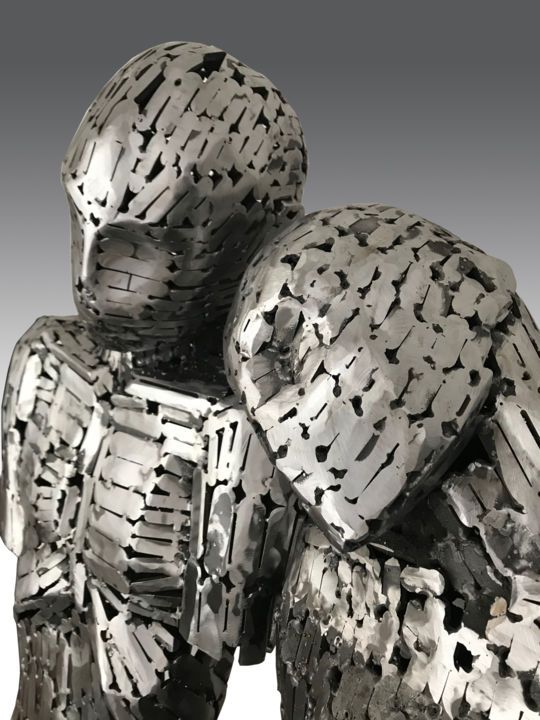 Sculpture titled "Couple" by Jamal Alyousif, Original Artwork, Metals