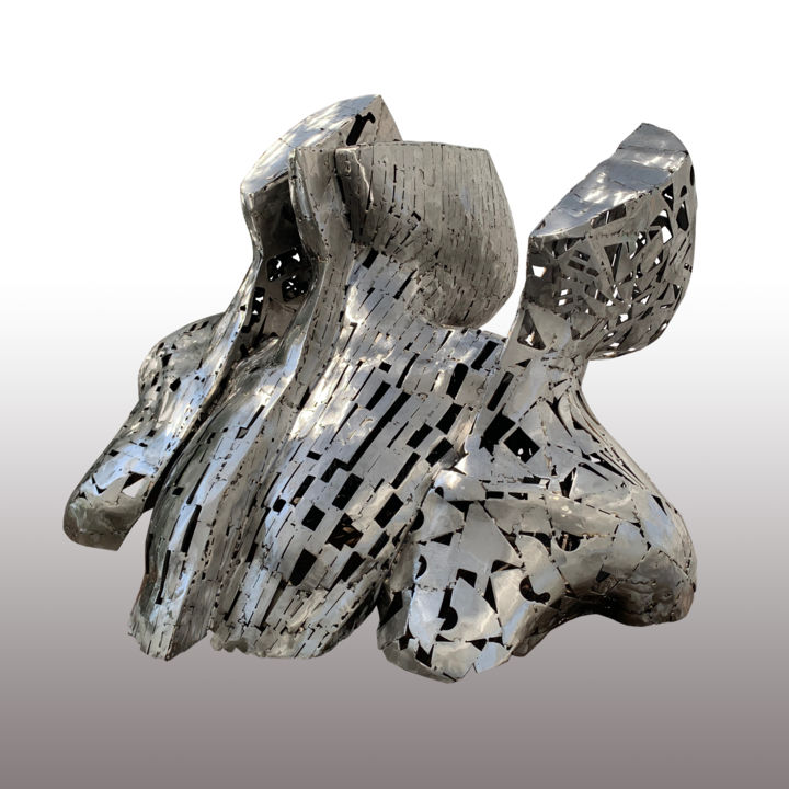 Скульптура под названием "Opinions" - Jamal Alyousif, Подлинное произведение искусства, Нержавеющая сталь