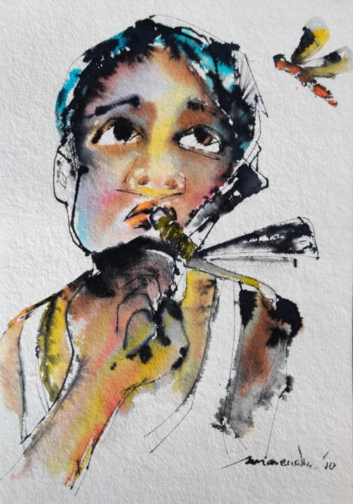 Peinture intitulée "HOPE." par Jamender Roy, Œuvre d'art originale, Aquarelle