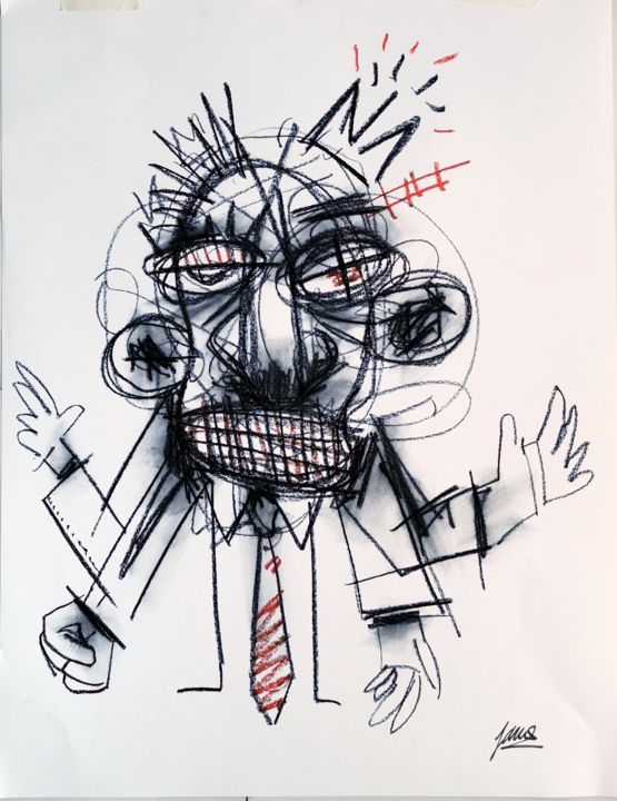 Drawing titled "Desperate tie" by James Barthélémy, Original Artwork, Pastel