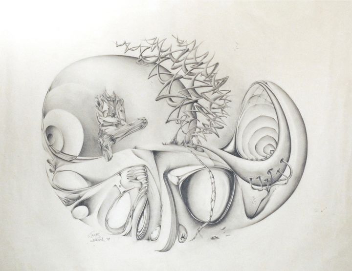 Disegno intitolato "Beyond the mind" da James Carroll, Opera d'arte originale, Matita