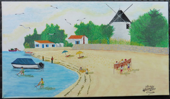 Painting titled "Le moulin du bord d…" by James Granger, Original Artwork, Acrylic