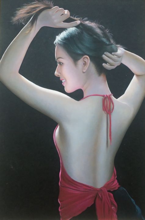 Pittura intitolato "Beauty Vietnamese L…" da James Hunt, Opera d'arte originale, Olio
