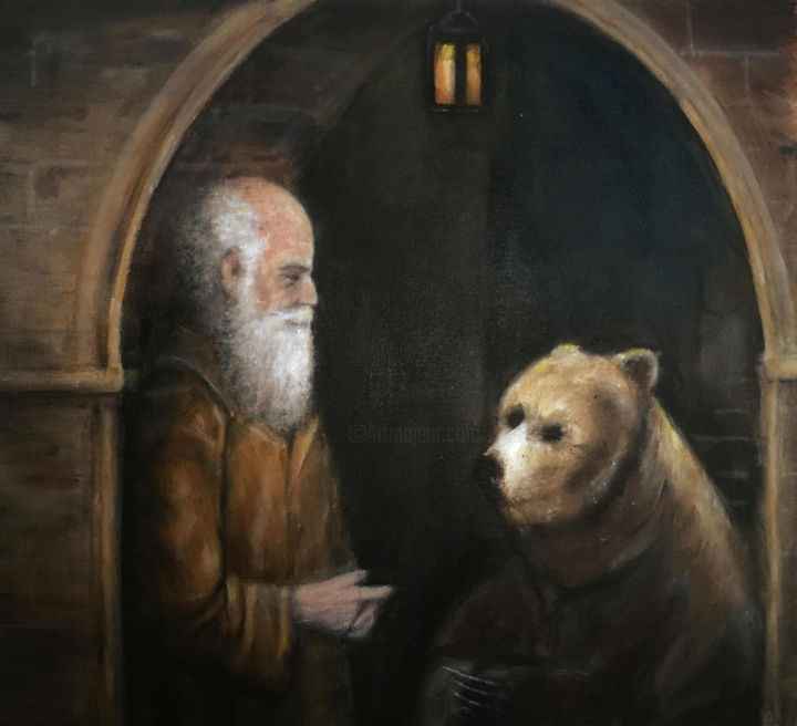 Painting titled "St Francis and the…" by James Keay-Bright, Original Artwork, Oil