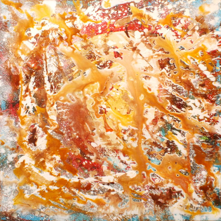 Schilderij getiteld "Marbled Mirage Abst…" door James Lucas, Origineel Kunstwerk, Acryl