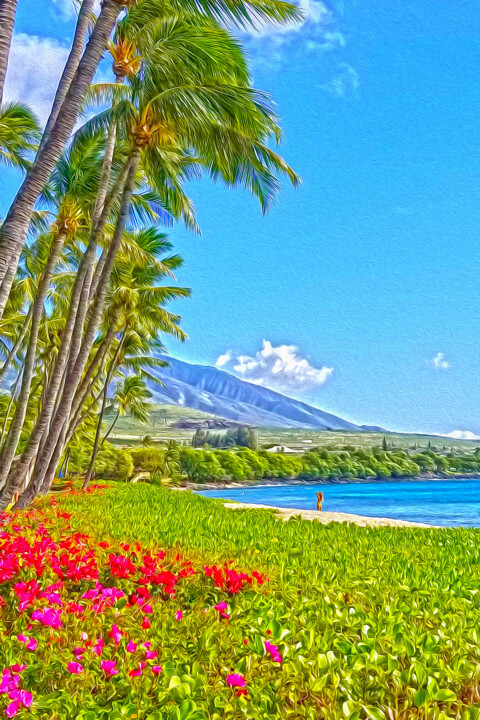 Digital Arts titled "Maui Private Beach" by James Morris, Original Artwork, Manipulated Photography