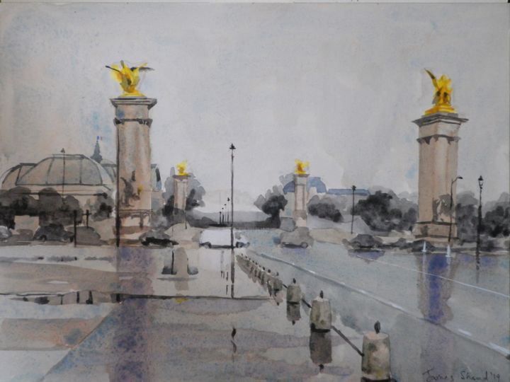 Peinture intitulée "Pont Alexandre III,…" par James Shand, Œuvre d'art originale, Aquarelle
