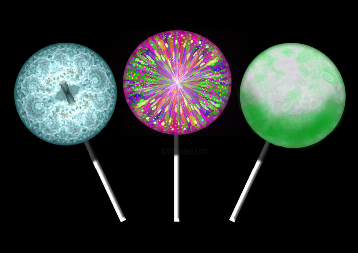 Digital Arts titled "Lollipops set 4" by James Shaw, Original Artwork, Digital Painting