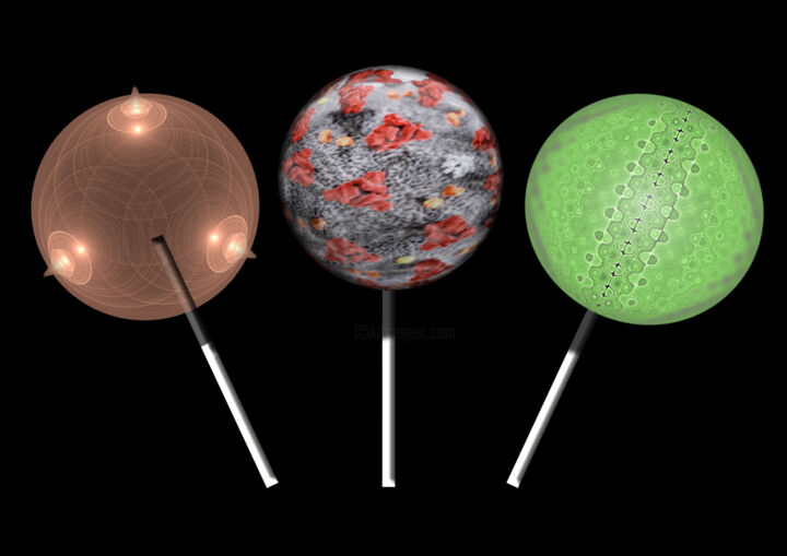 Digital Arts titled "Lollipops set 3" by James Shaw, Original Artwork, Digital Painting