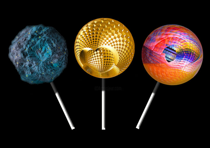 Digital Arts titled "Lollipops set 1" by James Shaw, Original Artwork, Digital Painting