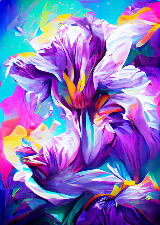 Digital Arts titled "Purple Iris Bloom" by James Shaw, Original Artwork, Digital Painting