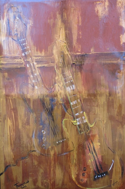 Painting titled "Guitar 2011" by James Thompson, Original Artwork