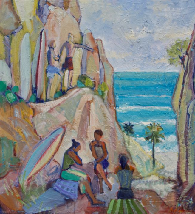 Peinture intitulée "Hidden Beach" par James Hartman, Œuvre d'art originale, Huile