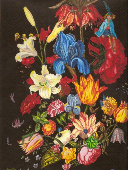 Malerei mit dem Titel "Floral Fantasy" von James Couch, Original-Kunstwerk, Acryl