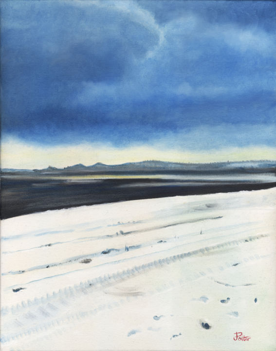 Pintura intitulada "Stormy Snow" por James Potter, Obras de arte originais, Óleo