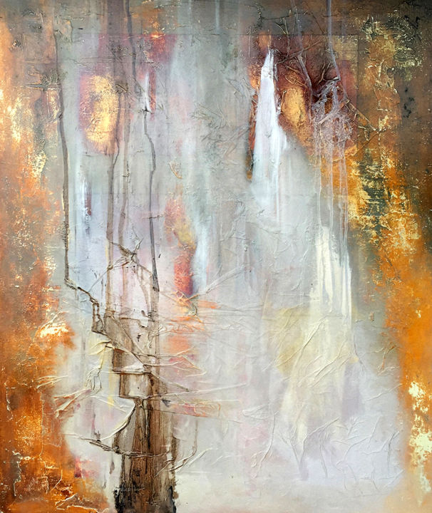 Painting titled "White Noise" by James Rooney, Original Artwork, Oil Mounted on Wood Panel