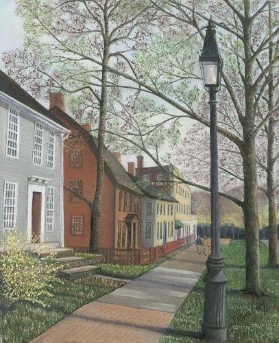Painting titled "Old Main Street" by James Sheehy, Original Artwork