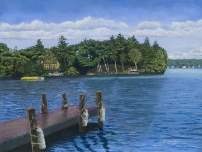 Painting titled "A Summer View" by James Sheehy, Original Artwork, Oil