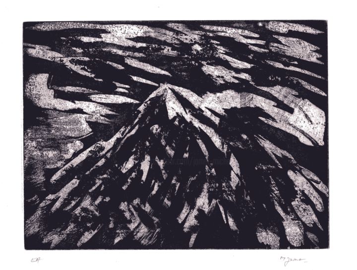 Printmaking titled "Alpes" by Michel Jamet, Original Artwork, Etching