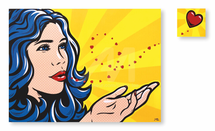 Painting titled "Sending My Love - D…" by Jamie Lee, Original Art, Acrylic Mounted on Stretcher frame