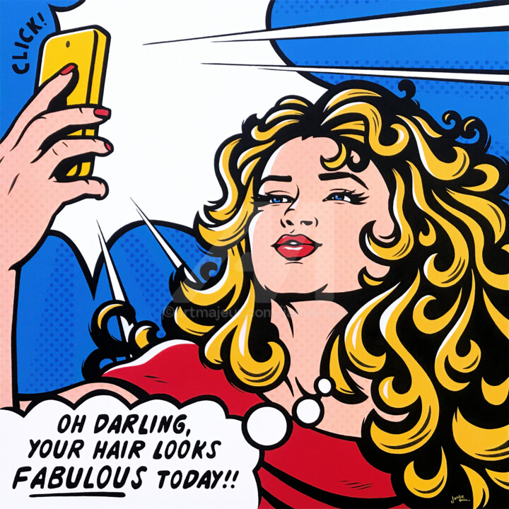 Painting titled "Fabulous Hair Darli…" by Jamie Lee, Original Art, Acrylic Mounted on Stretcher frame