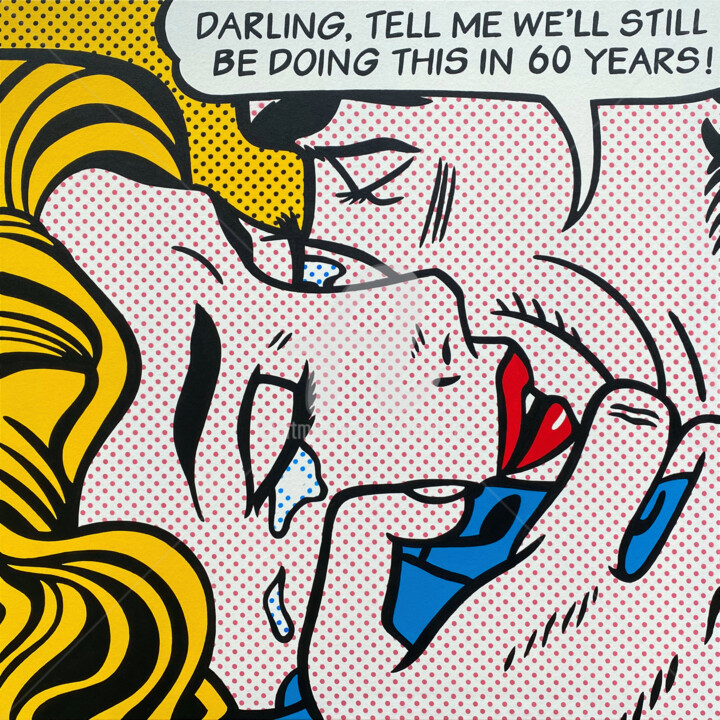 Malarstwo zatytułowany „Kiss LX” autorstwa Jamie Lee, Oryginalna praca, Akryl Zamontowany na Drewniana rama noszy