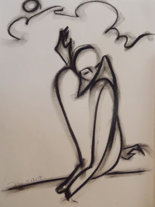 Drawing titled "By my side" by Jamila Rizgalla, Original Artwork