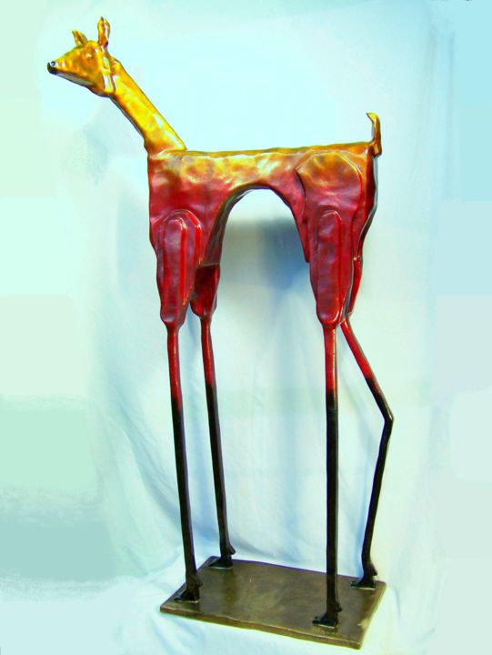 Escultura titulada ""THE MESSENGER", Br…" por Jan And Jo Moore, Obra de arte original, Metales