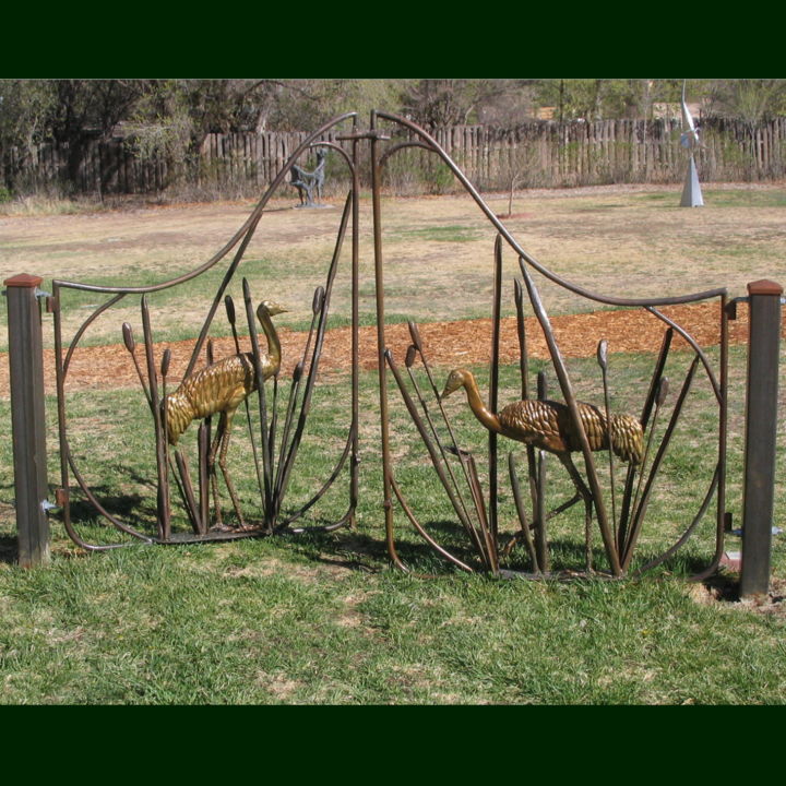 Sculpture titled "“SANDHILL CRANE GAT…" by Jan And Jo Moore, Original Artwork, Metals