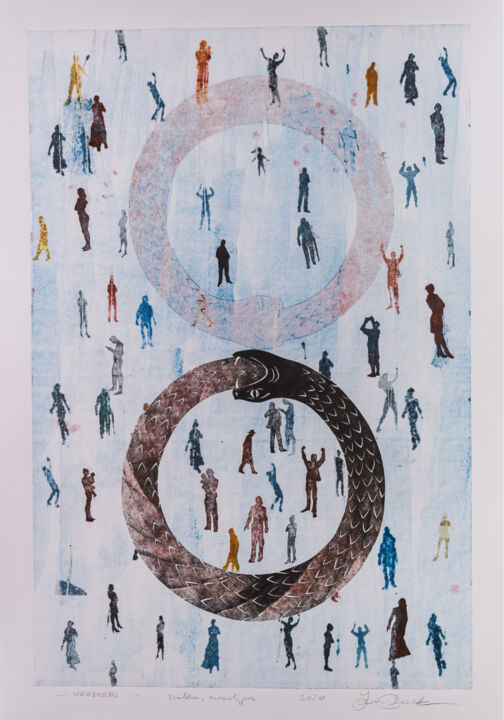 Incisioni, stampe intitolato "Uroboros" da Jan Bosak, Opera d'arte originale, Monotipo