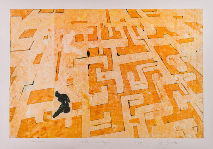 Gravures & estampes intitulée "Labyrinth" par Jan Bosak, Œuvre d'art originale, Monotype