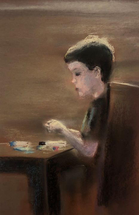Painting titled "My son" by Jan Kamyk, Original Artwork, Pastel