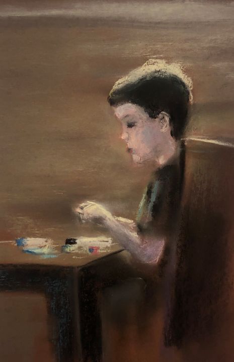 Картина под названием "My son" - Jan Kamyk, Подлинное произведение искусства, Пастель