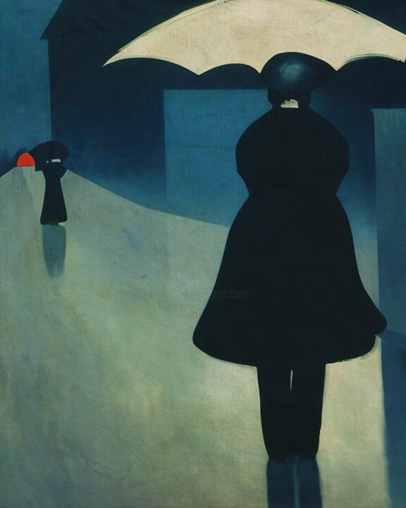 Painting titled "Evening walk on a r…" by Jan Keteleer, Original Artwork, Digital Painting