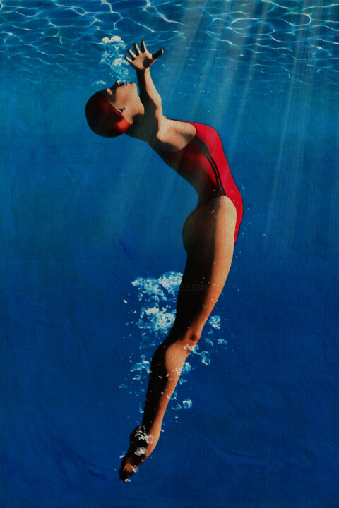 Digitale Kunst getiteld "Meisje duikt in het…" door Jan Keteleer, Origineel Kunstwerk, 2D Digital Work