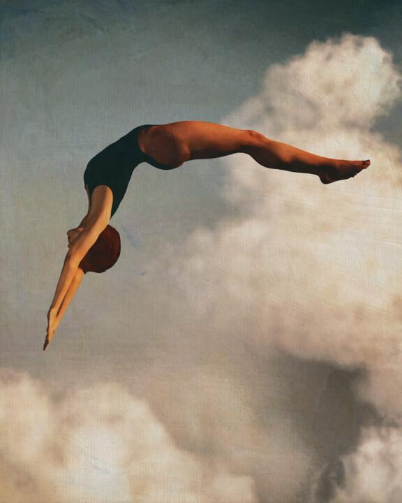 Digital Arts titled "Diving into the Clo…" by Jan Keteleer, Original Artwork, Digital Painting Mounted on Aluminium