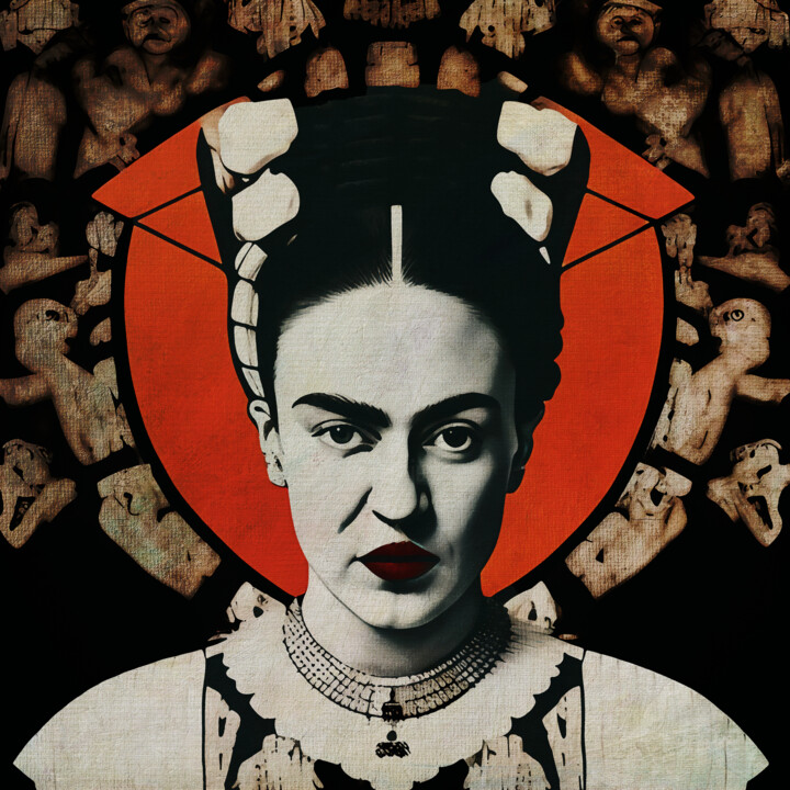 Schilderij getiteld "Frida Kahlo looking…" door Jan Keteleer, Origineel Kunstwerk, 2D Digital Work