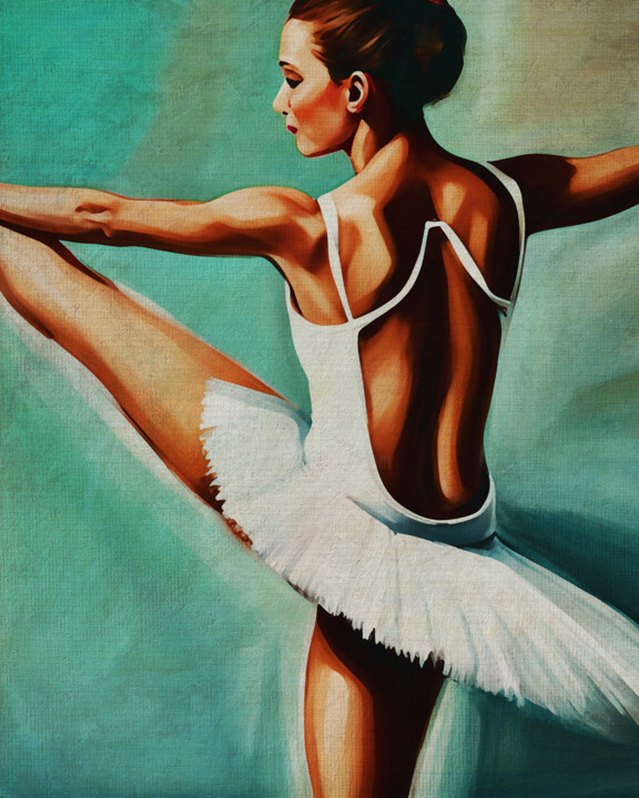 Schilderij getiteld "Ballerina with one…" door Jan Keteleer, Origineel Kunstwerk, Digitaal Schilderwerk