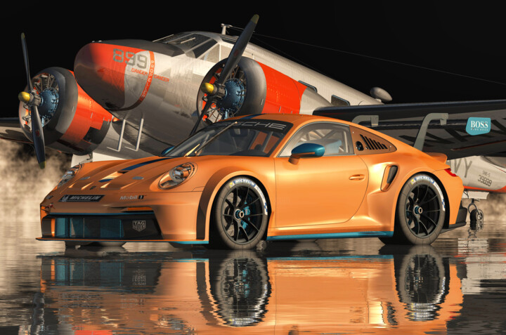 Digital Arts titled "Racing the Porsche…" by Jan Keteleer, Original Artwork, 3D Modeling
