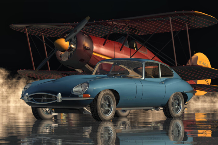 Digital Arts titled "Jaguar E Type the l…" by Jan Keteleer, Original Artwork, 3D Modeling
