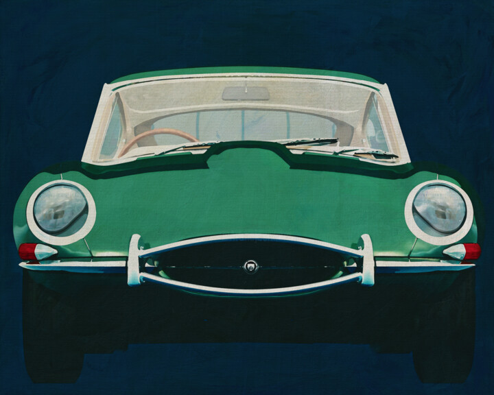 Arts numériques intitulée "Jaguar E-Type 1960" par Jan Keteleer, Œuvre d'art originale, Peinture numérique
