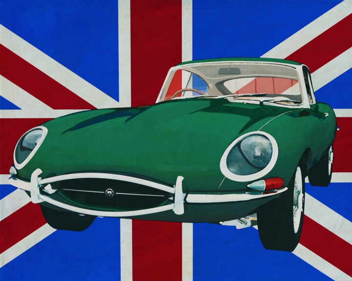Digitale Kunst getiteld "Jaguar E-Type 1960…" door Jan Keteleer, Origineel Kunstwerk, Digitaal Schilderwerk