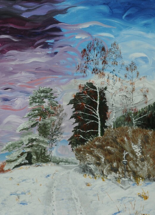 Painting titled "Winter path No.III,…" by Jan Maria Pilik, Original Artwork, Acrylic