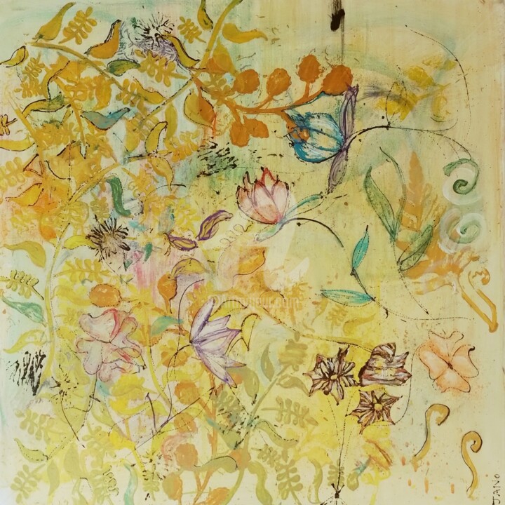 Peinture intitulée "Chinoiserie" par Jan O'Sullivan, Œuvre d'art originale, Acrylique Monté sur Châssis en bois