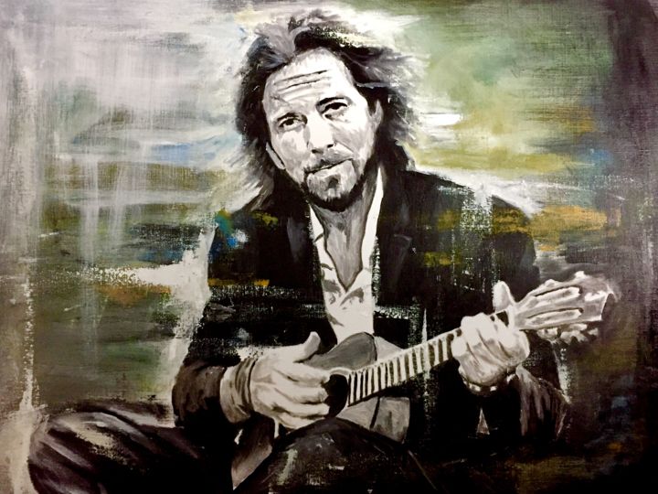 Painting titled "Eddie Vedder" by Jan Poncelet, Original Artwork, Acrylic