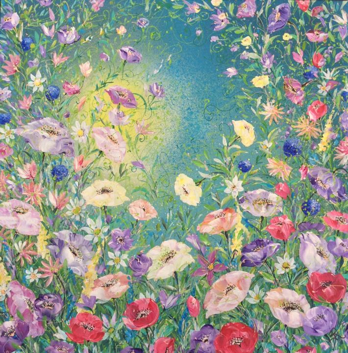Painting titled "Anemone and Other F…" by Jan Rogers, Original Artwork, Acrylic