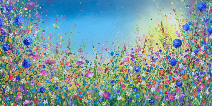 Malarstwo zatytułowany „Wild Wild Meadow wi…” autorstwa Jan Rogers, Oryginalna praca, Akryl