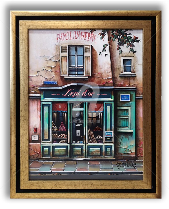 Schilderij getiteld "BOULANGERIE" door Jan Stokfisz Delarue, Origineel Kunstwerk, Olie