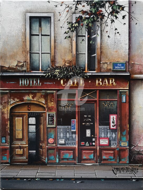 「HOTEL」というタイトルの絵画 Jan Stokfisz Delarueによって, オリジナルのアートワーク, オイル